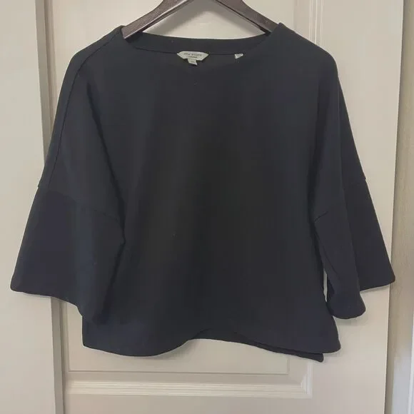 Max Studio London Women's Black Boxy Tshirt Oversized Batwing Sleeve Top Size XS - Picture 2 of 9